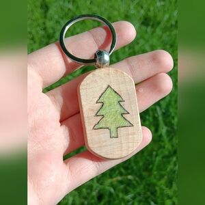 Camping tree keychain